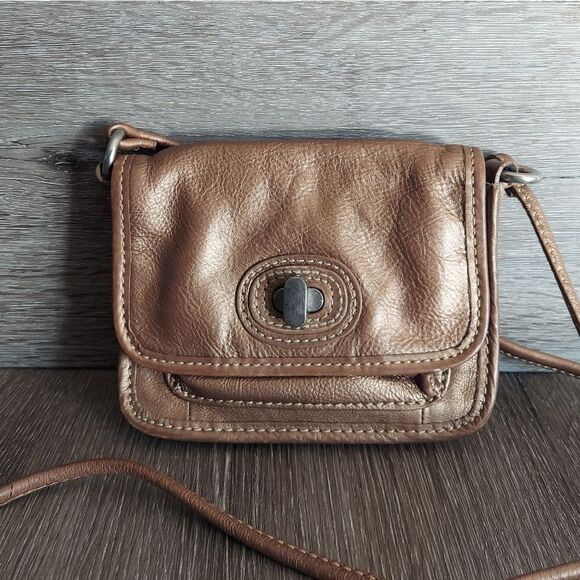 Fossil Mini Bronze Turnlock Crossbody Bag - Picture 1 of 7